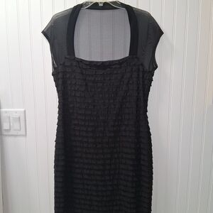 Connected Apparel Black Ruffle Dress